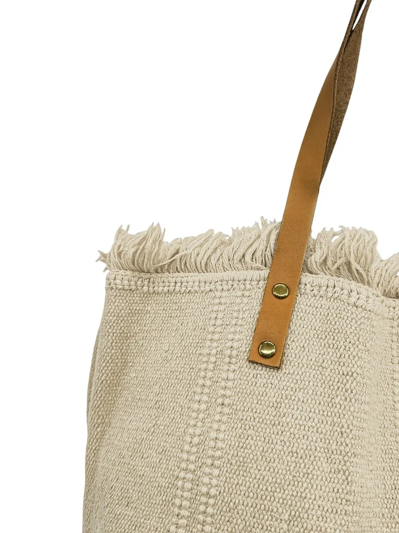 Sac de plage cabas en tissu IBIZA Beige crème
