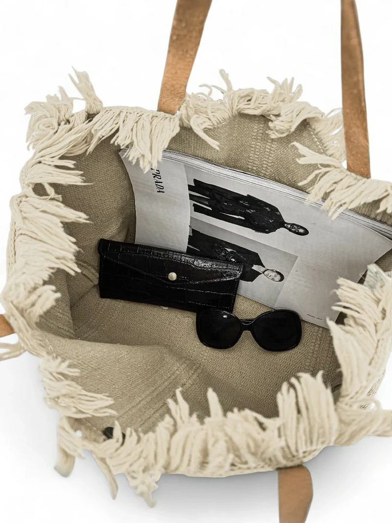Sac de plage cabas en tissu IBIZA Beige crème