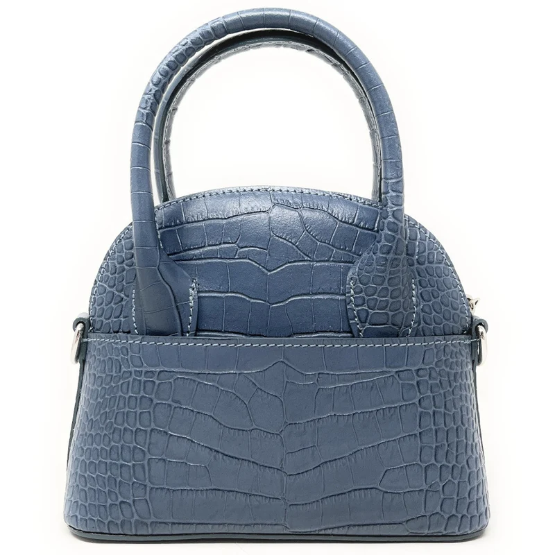 Mini sac à main en cuir embossé MANOLA Bleu glacier