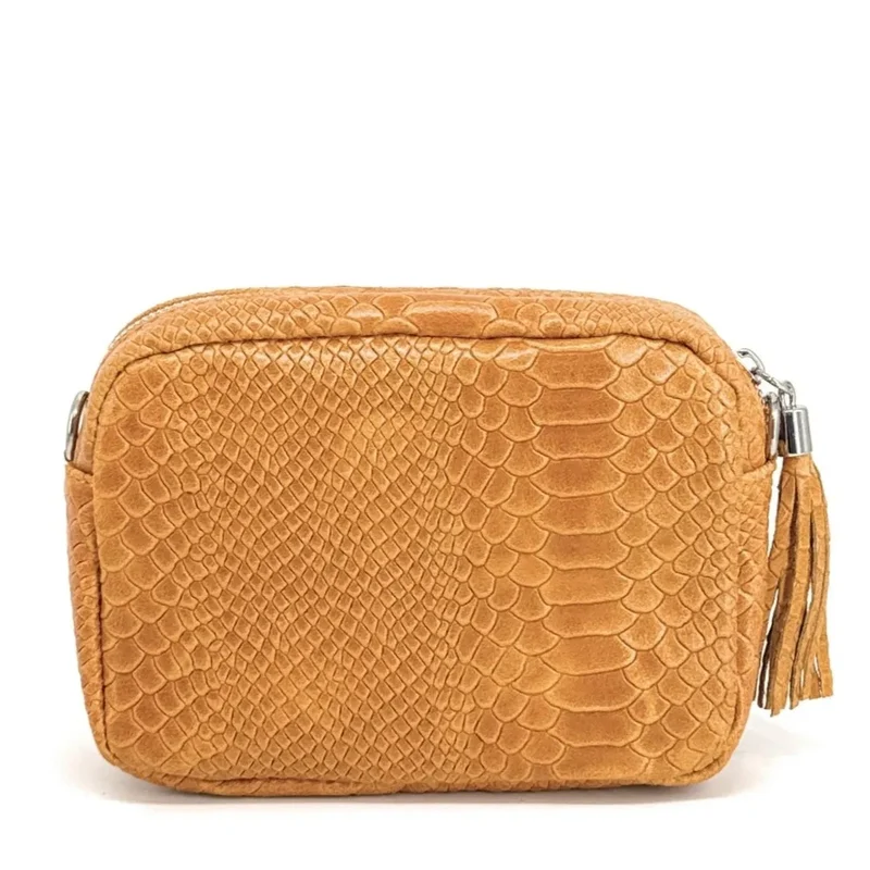 Sac trotteur à bandoulière en cuir embossé SEVILLA ZOO Orange