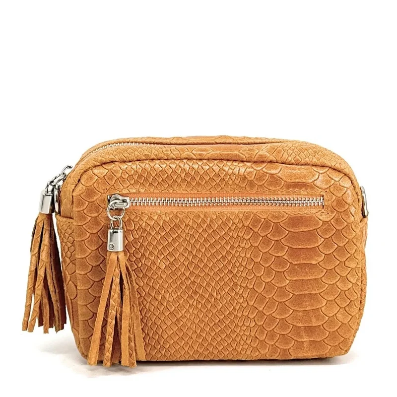 Sac trotteur à bandoulière en cuir embossé SEVILLA ZOO Orange