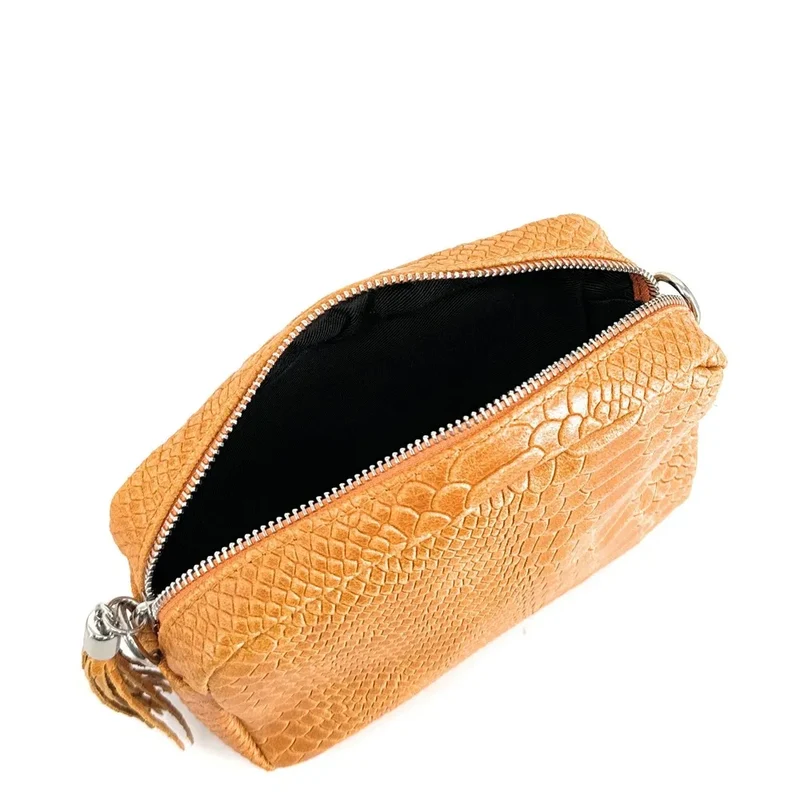 Sac trotteur à bandoulière en cuir embossé SEVILLA ZOO Orange