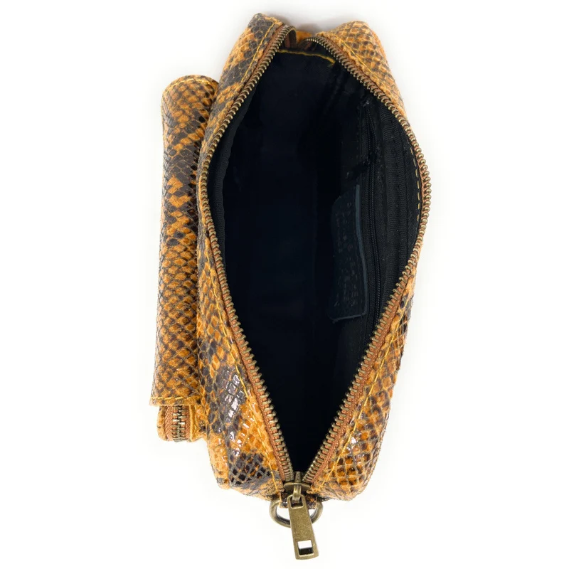 Sac à main trotteur en cuir embossé verni OURASI Serpent savane
