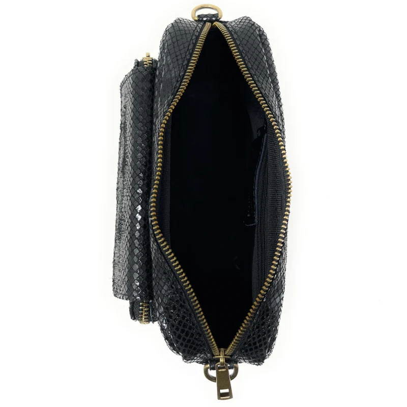 Sac à main trotteur en cuir embossé verni OURASI Kaki