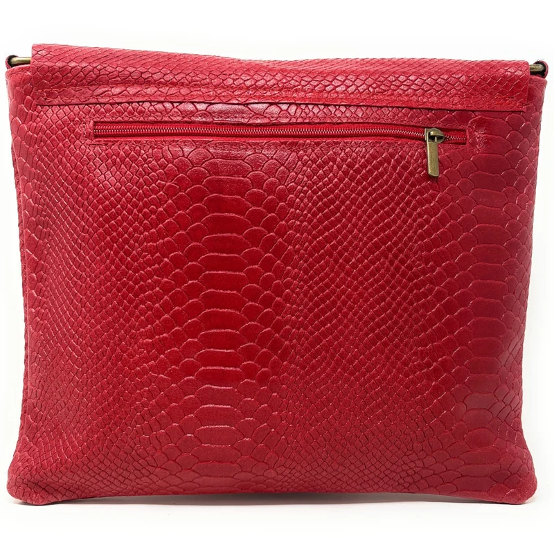 Sac à main en cuir italien façon serpent COQUETTE E.L. Rouge garance