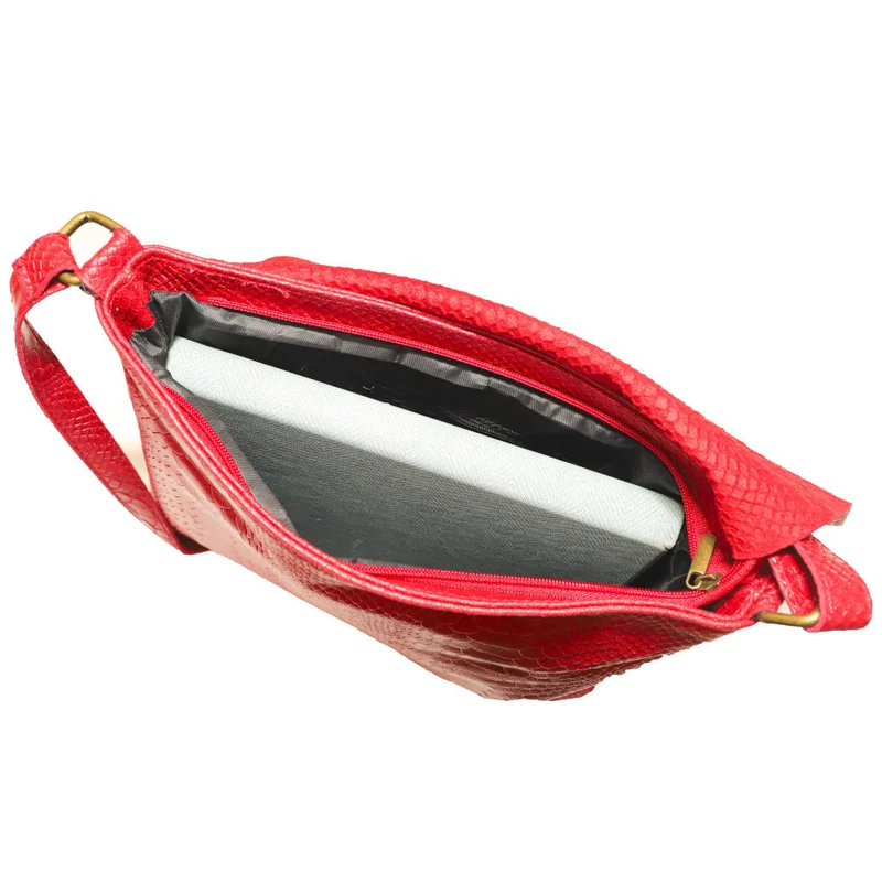 Sac à main en cuir italien façon serpent COQUETTE E.L. Rouge garance