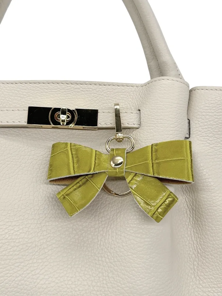 Porte-clés en cuir à motif crocodile FARFALA CROCO Vert anis