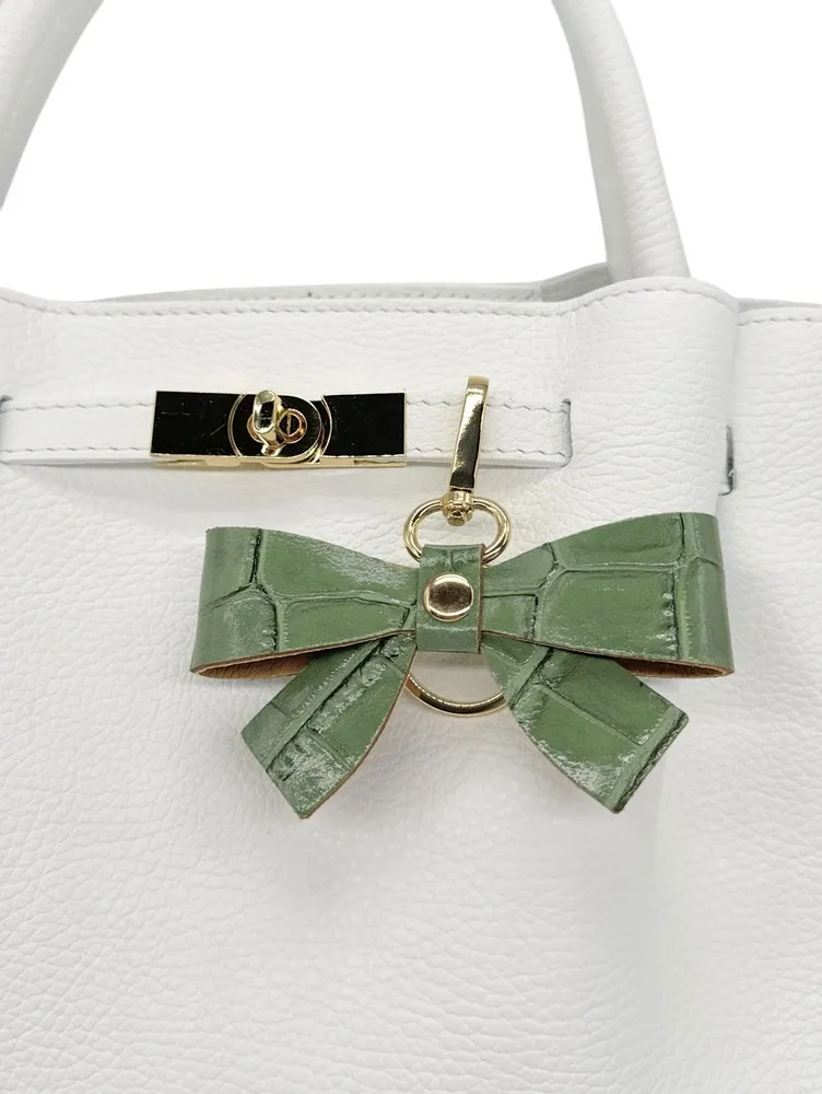 Porte-clés en cuir à motif crocodile FARFALA CROCO Vert amande