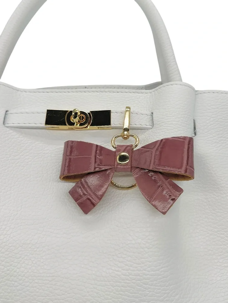 Porte-clés en cuir à motif crocodile FARFALA CROCO Rose blush