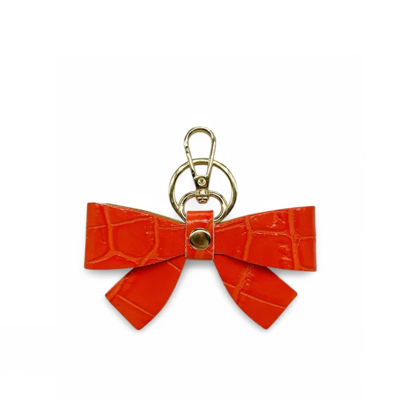 Porte-clés en cuir à motif crocodile FARFALA CROCO Orange fluo