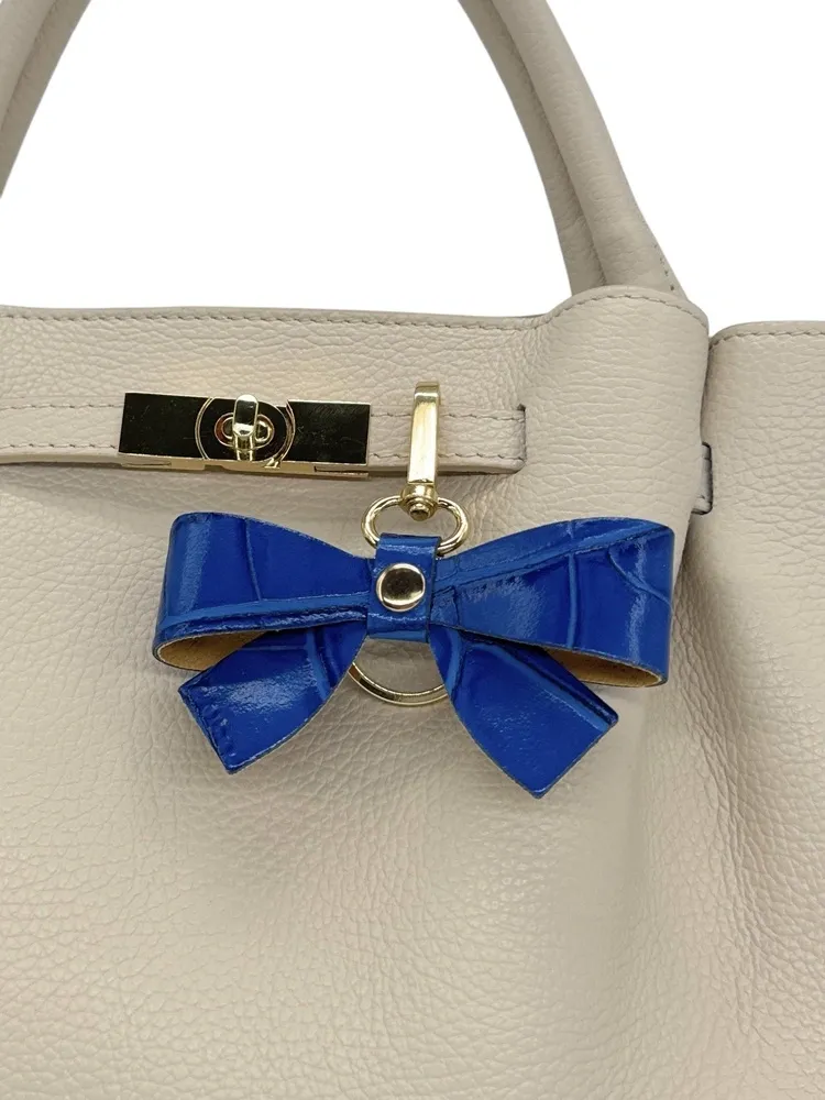 Porte-clés en cuir à motif crocodile FARFALA CROCO Bleu roi