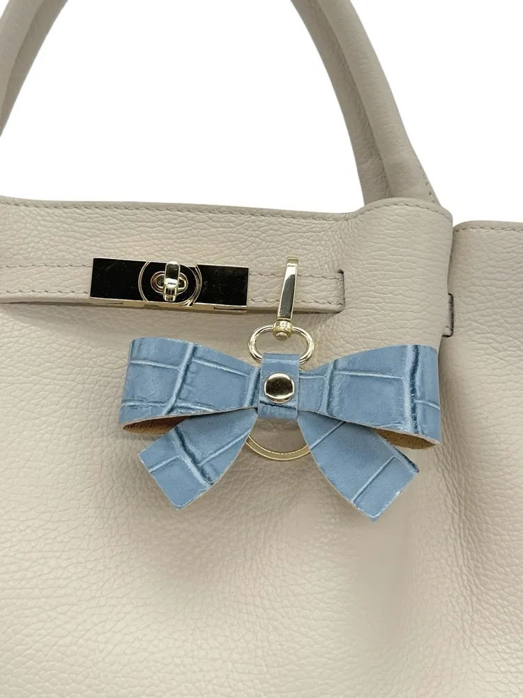 Porte-clés en cuir à motif crocodile FARFALA CROCO Bleu glacier