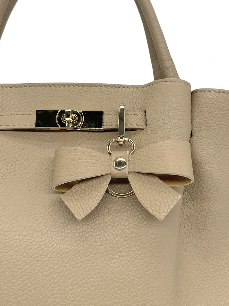 Porte-clés en cuir grainé FARFALA Taupe