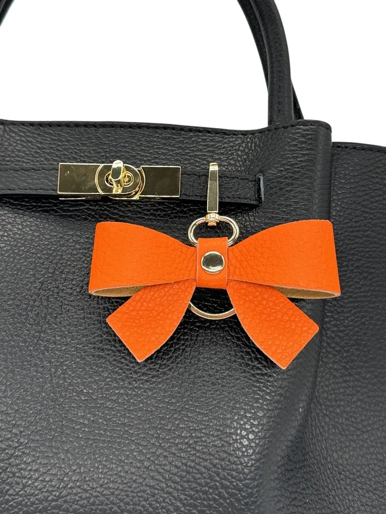 Porte-clés en cuir grainé FARFALA Orange