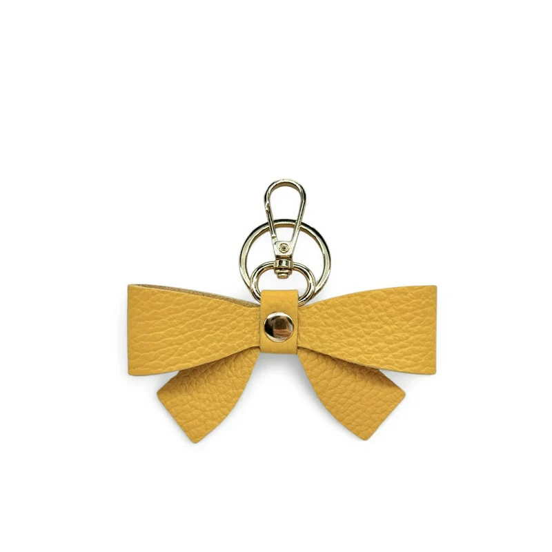 Porte-clés en cuir grainé FARFALA Jaune tournesol