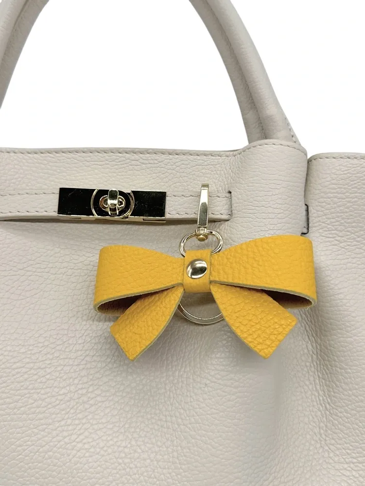 Porte-clés en cuir grainé FARFALA Jaune tournesol