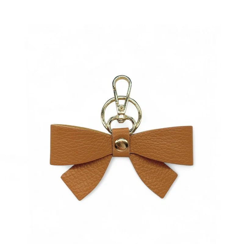 Porte-clés en cuir grainé FARFALA Camel
