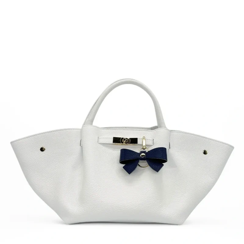 Porte-clés en cuir grainé FARFALA Bleu marine