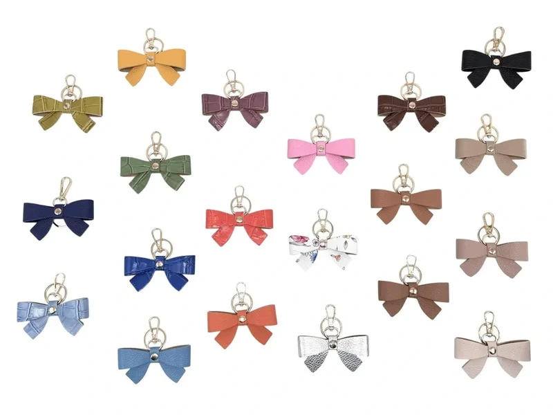 Porte-clés en cuir grainé FARFALA Bleu marine