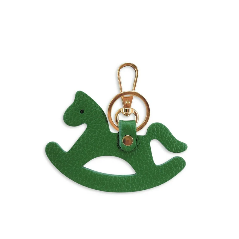 Porte-clés en cuir grainé ROCKY PONY Vert anglais