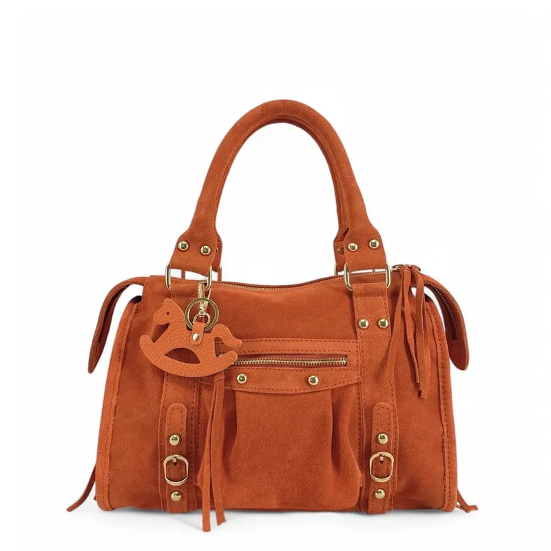 Porte-clés en cuir grainé ROCKY PONY Orange