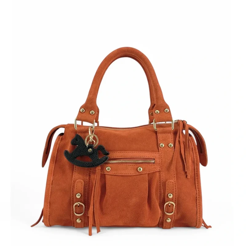 Porte-clés en cuir grainé ROCKY PONY Noir