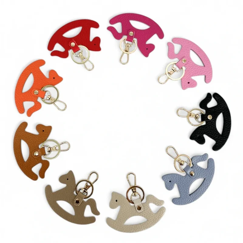 Porte-clés en cuir grainé ROCKY PONY Rose fuchsia