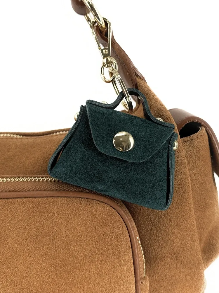 Porte-clés mini-sac en cuir BABY BABEL Vert forêt