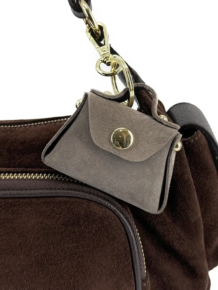 Porte-clés mini-sac en cuir BABY BABEL Taupe
