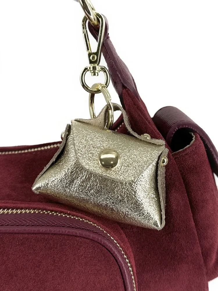 Porte-clés mini-sac en cuir BABY BABEL Or pâle