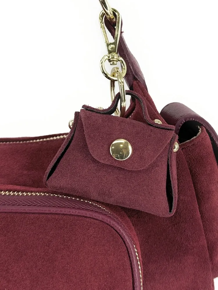 Porte-clés mini-sac en cuir BABY BABEL Rouge bordeaux