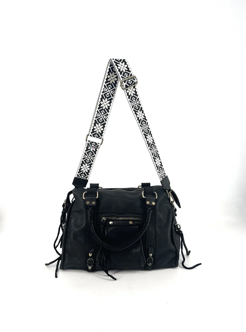 Bandoulière amovible FLORA laiton Beige et Noir