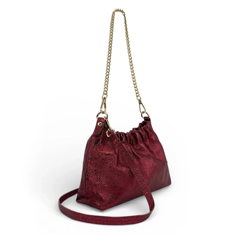 Sac pouch en cuir irisé LA POUCHINETTE Bordeaux