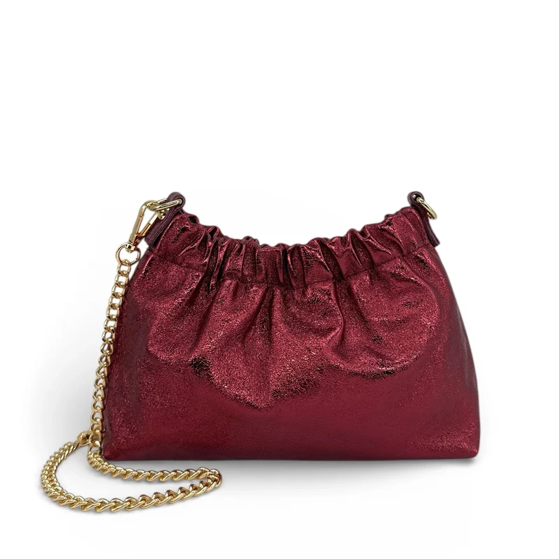 Sac pouch en cuir irisé LA POUCHINETTE Bordeaux