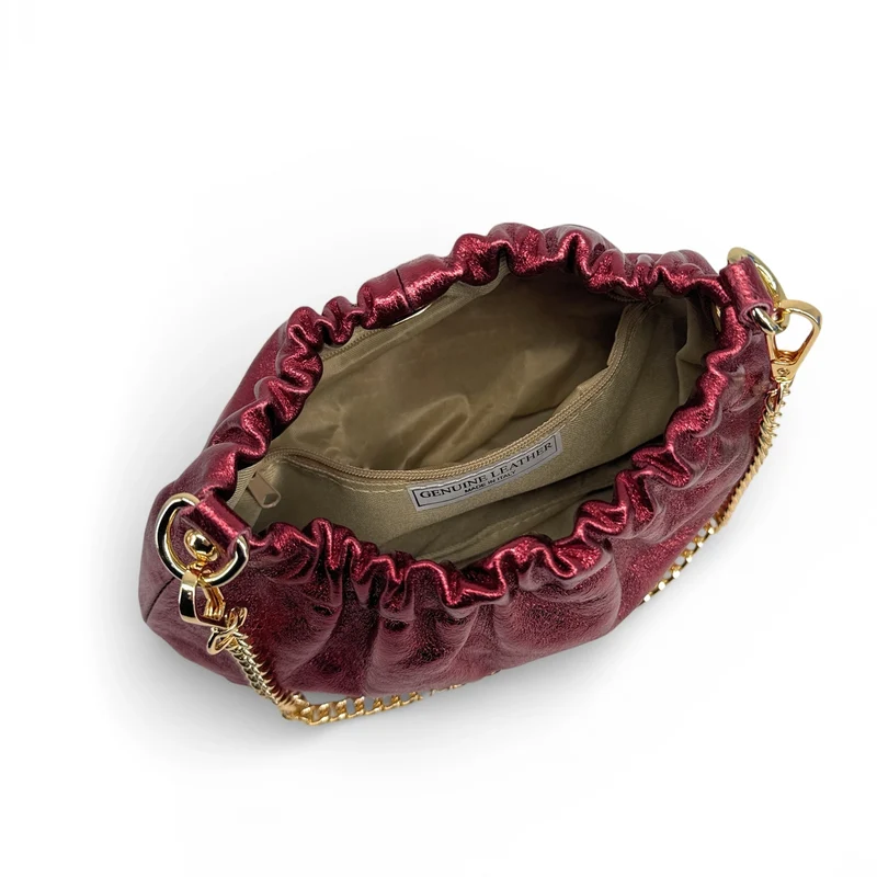 Sac pouch en cuir irisé LA POUCHINETTE Bordeaux