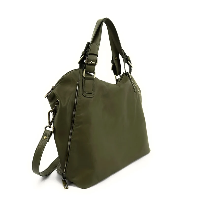 Sac porté épaule en cuir lisse CAMELIA Vert kaki