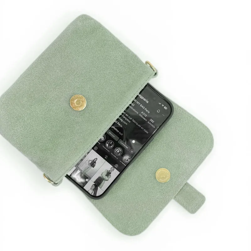 Micro-sac en daim BERLINGOT SUEDE Vert pastel