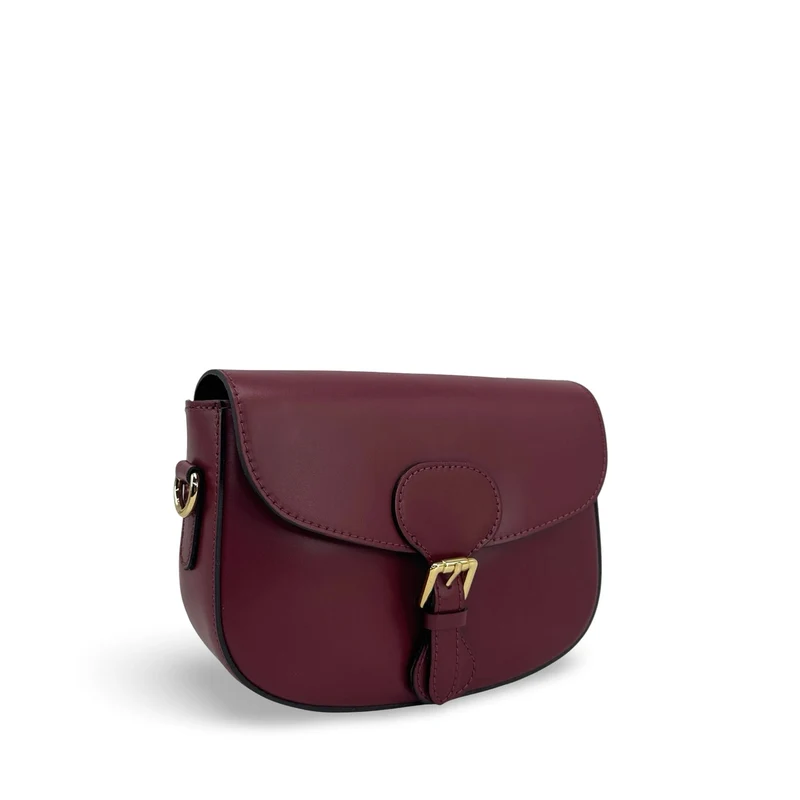 Sac trotteur à bandoulière en cuir lisse MADDY Bordeaux