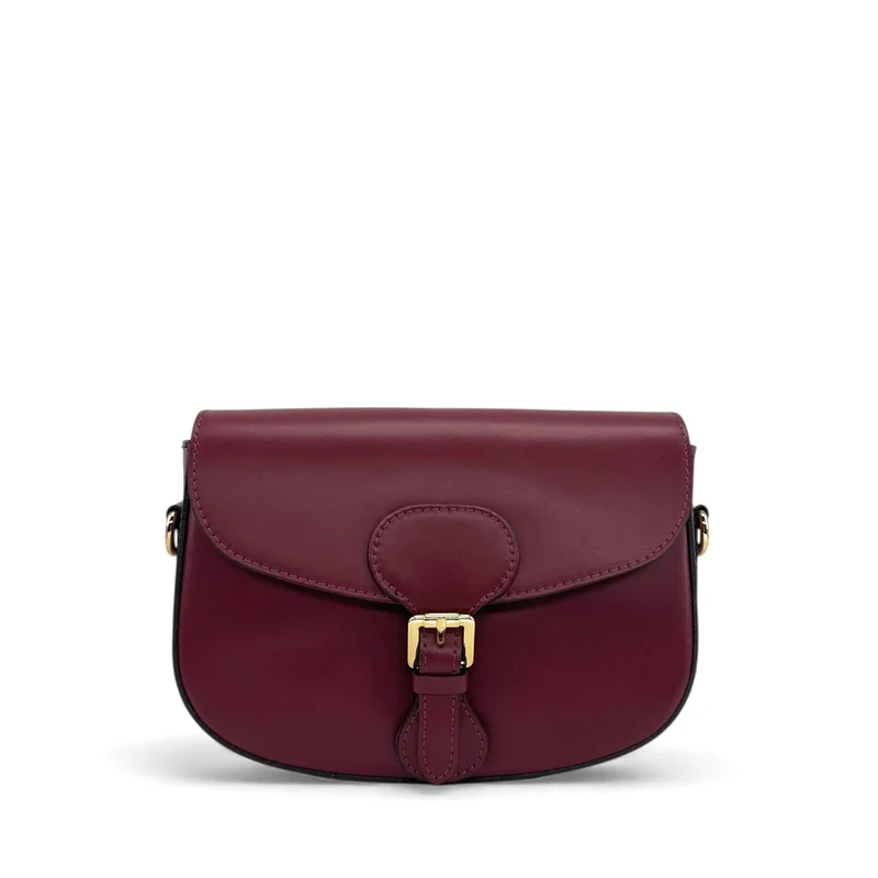 Sac trotteur à bandoulière en cuir lisse MADDY Bordeaux