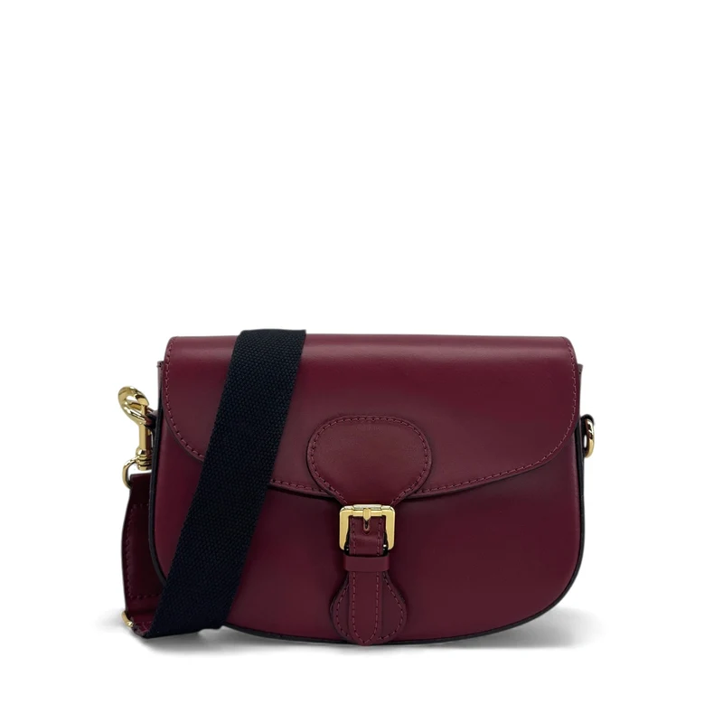 Sac trotteur à bandoulière en cuir lisse MADDY Bordeaux