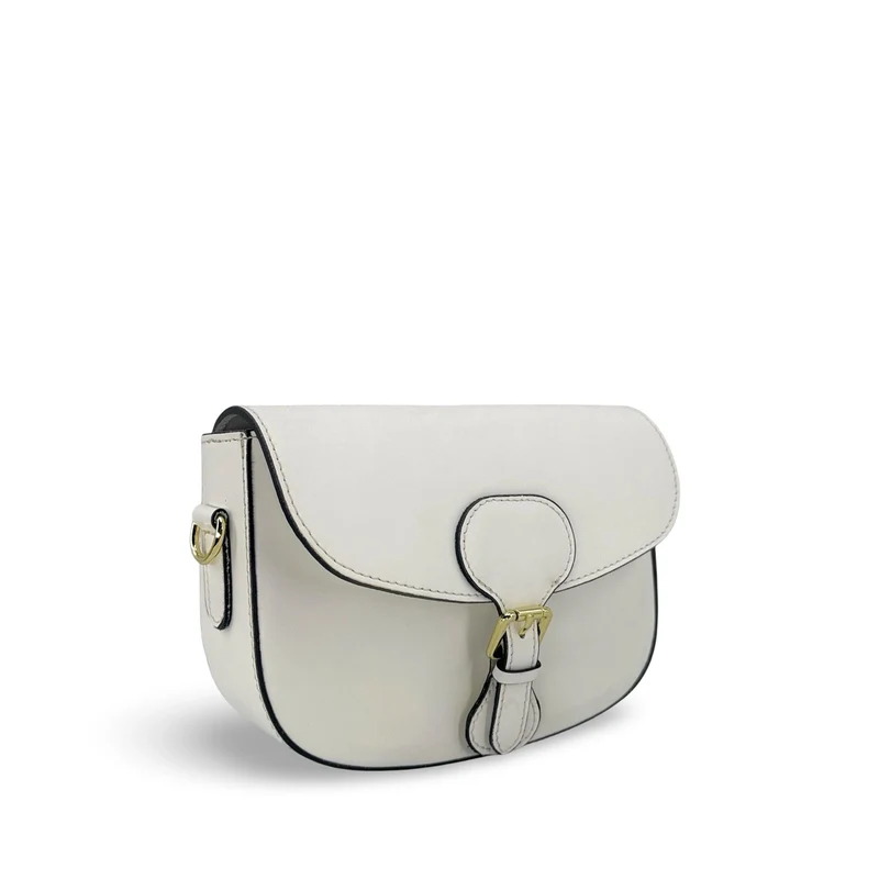 Sac trotteur à bandoulière en cuir lisse MADDY Blanc