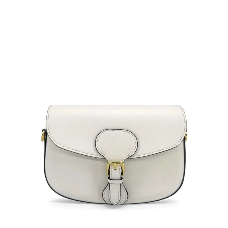 Sac trotteur à bandoulière en cuir lisse MADDY Blanc