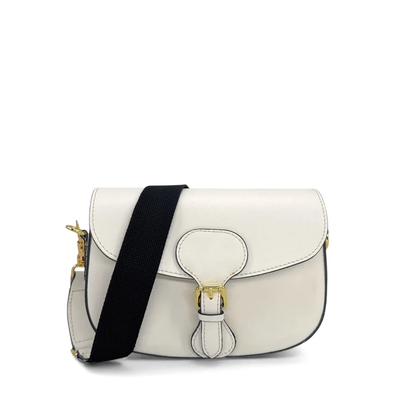 Sac trotteur à bandoulière en cuir lisse MADDY Blanc