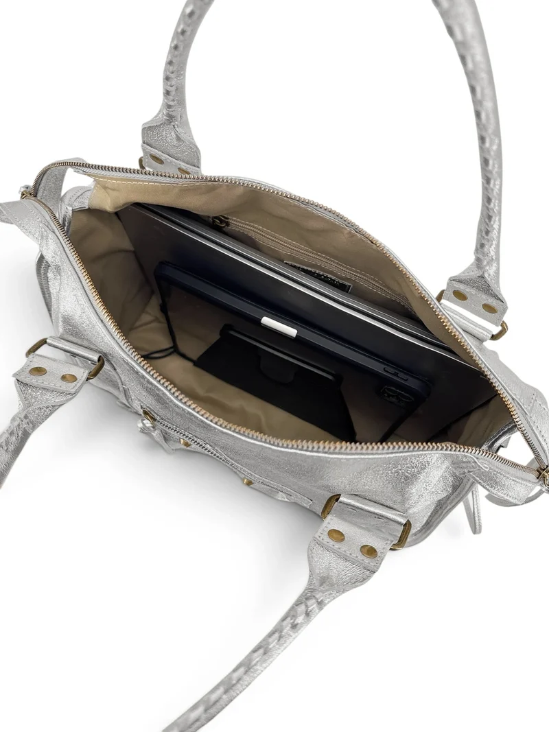 Sac à main en cuir irisé SANDSTORM E.L. SIROCCO Argent clair