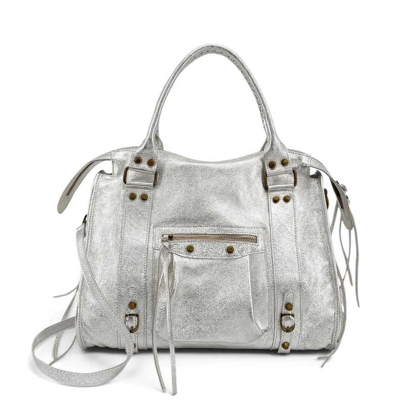 Sac à main en cuir irisé SANDSTORM E.L. SIROCCO Argent clair