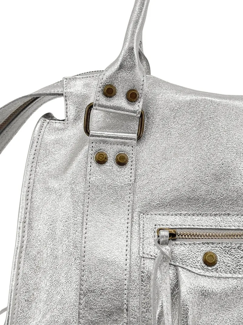 Sac à main en cuir irisé SANDSTORM E.L. SIROCCO Argent clair
