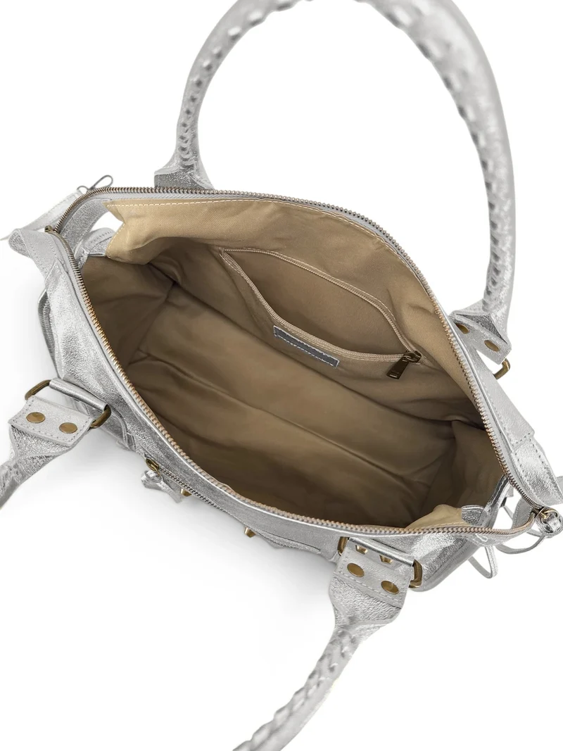 Sac à main en cuir irisé SANDSTORM E.L. SIROCCO Argent clair
