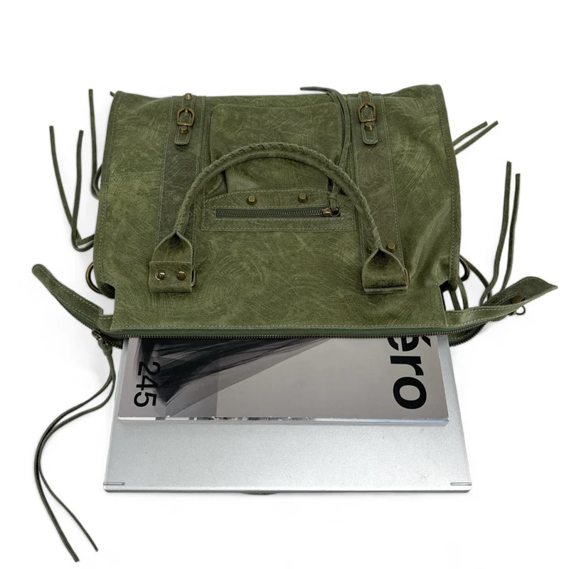 Sac à main en cuir brossé SANDSTORM E.L. SIROCCO Kaki