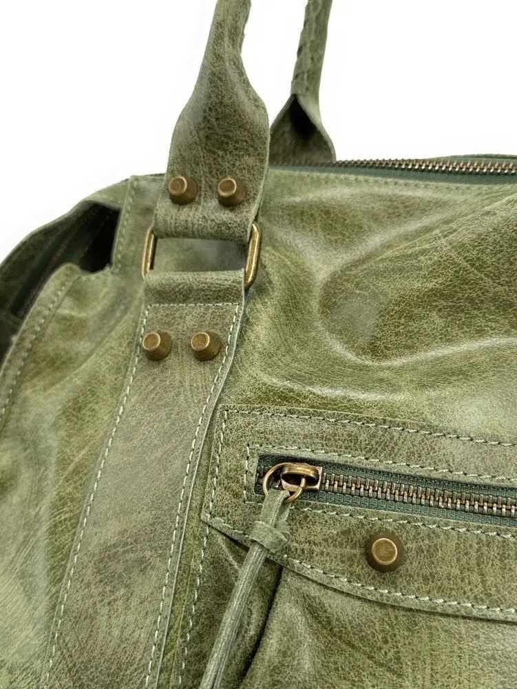 Sac à main en cuir brossé SANDSTORM E.L. SIROCCO Kaki