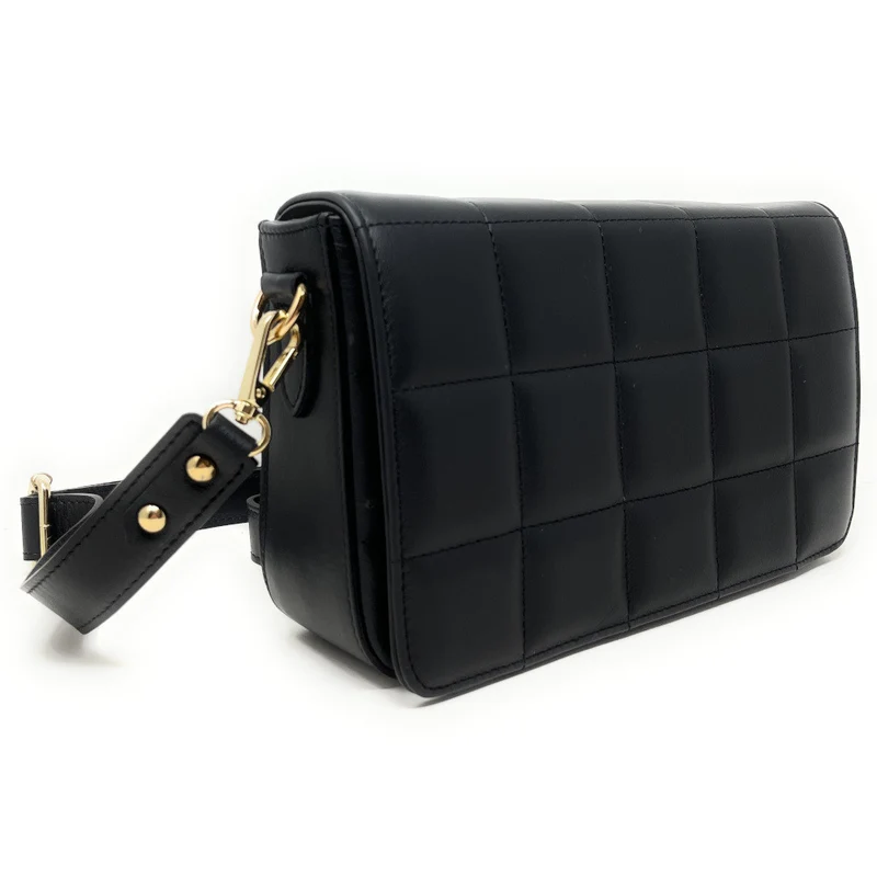 Sac french stick en cuir lisse matelassé TIME SQUARE Noir